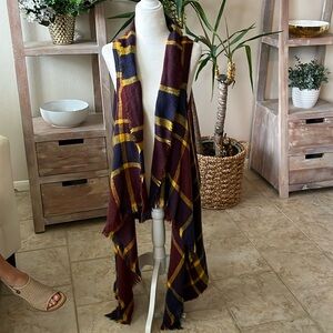 High Low Plaid Kimono Vest